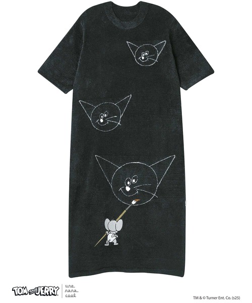 une nana cool(ウンナナクール)の「トムとジェリー × une nana cool なめらかふわふわワンピース(ルームワンピース・レディース・グレー/ブラック・M-L)」の6枚目の写真