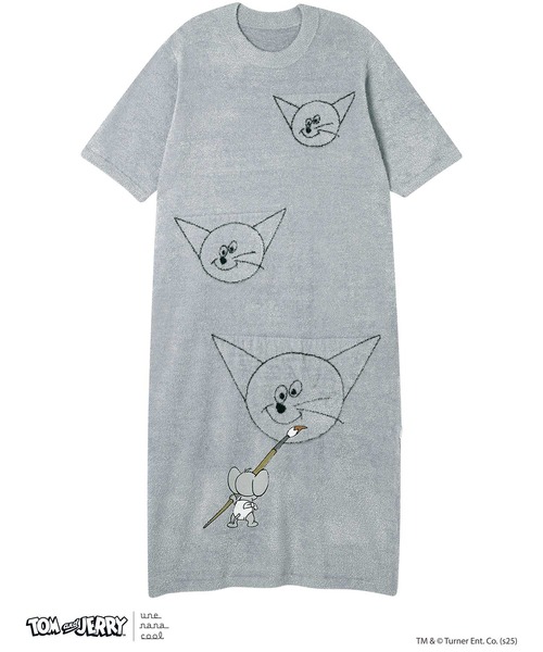 une nana cool(ウンナナクール)の「トムとジェリー × une nana cool なめらかふわふわワンピース(ルームワンピース・レディース・グレー/ブラック・M-L)」の4枚目の写真
