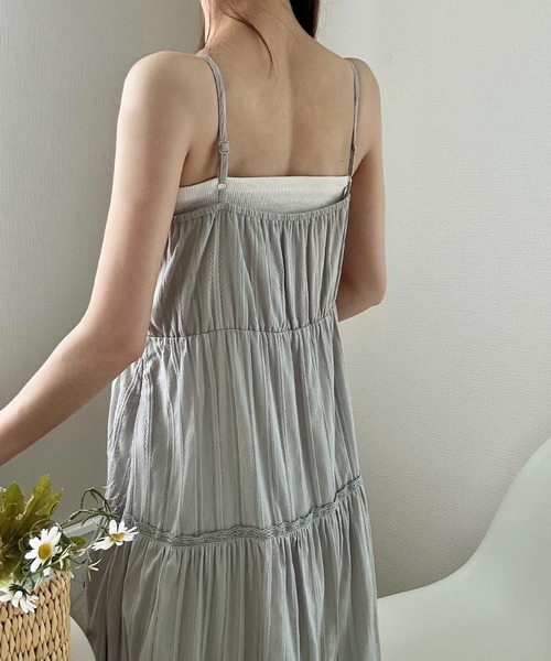 LAUIR（ラウアー）の「フロントリボンレースフリルキャミワンピース[高身長サイズMT有り]（ワンピース・レディース・ホワイト/ライトグレー/ブラック・MEDIUM/LARGE/MT）」の14枚目の写真