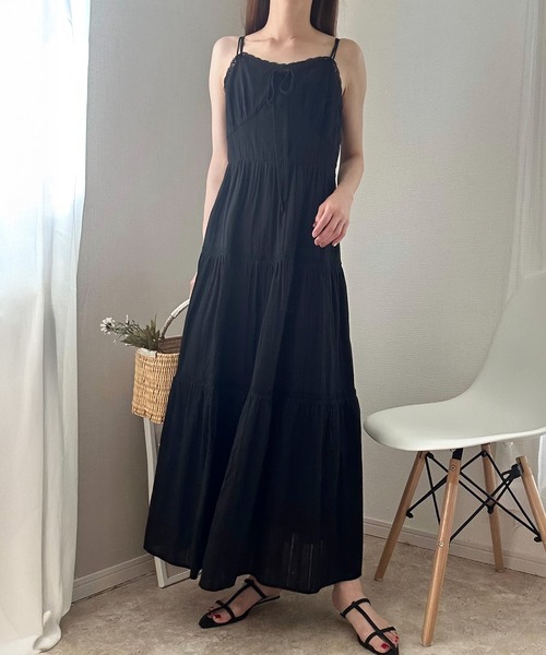 LAUIR（ラウアー）の「フロントリボンレースフリルキャミワンピース[高身長サイズMT有り]（ワンピース・レディース・ホワイト/ライトグレー/ブラック・MEDIUM/LARGE/MT）」の15枚目の写真