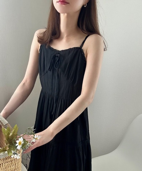 LAUIR（ラウアー）の「フロントリボンレースフリルキャミワンピース[高身長サイズMT有り]（ワンピース・レディース・ホワイト/ライトグレー/ブラック・MEDIUM/LARGE/MT）」の18枚目の写真