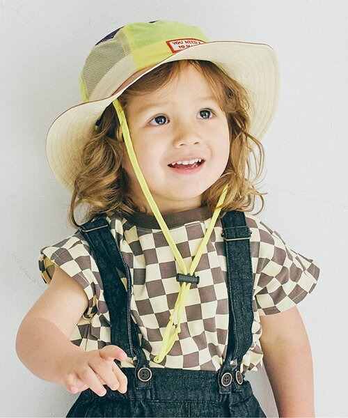 p.premier（ピードットプルミエ）の「【リンク/セットアップ可】総柄ワイドノースリーブストレッチTシャツ（Tシャツ/カットソー・キッズ・チャコール/オレンジ/キャメル/レッド・80/90/100/110/120/130/140）」の2枚目の写真