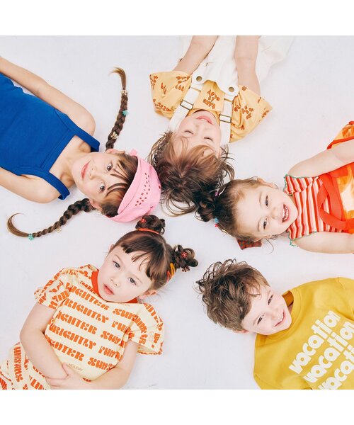 p.premier（ピードットプルミエ）の「【リンク/セットアップ可】総柄ワイドノースリーブストレッチTシャツ（Tシャツ/カットソー・キッズ・チャコール/オレンジ/キャメル/レッド・80/90/100/110/120/130/140）」の21枚目の写真