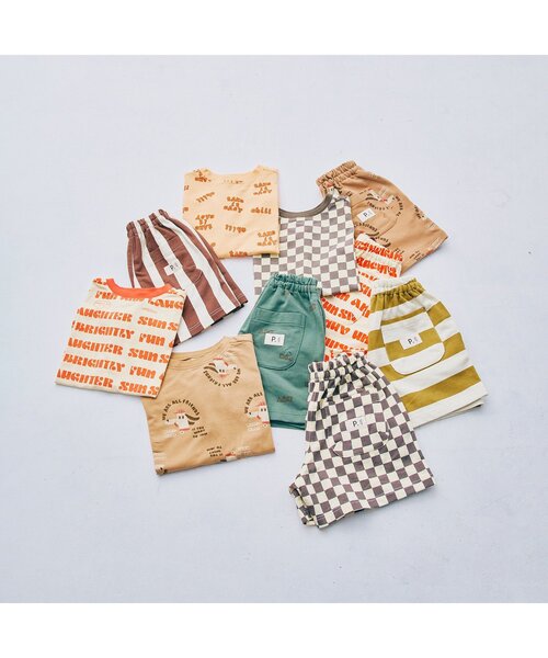 p.premier（ピードットプルミエ）の「【リンク/セットアップ可】総柄ワイドノースリーブストレッチTシャツ（Tシャツ/カットソー・キッズ・チャコール/オレンジ/キャメル/レッド・80/90/100/110/120/130/140）」の17枚目の写真