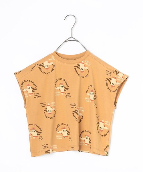 p.premier（ピードットプルミエ）の「【リンク/セットアップ可】総柄ワイドノースリーブストレッチTシャツ（Tシャツ/カットソー・キッズ・チャコール/オレンジ/キャメル/レッド・80/90/100/110/120/130/140）」の16枚目の写真