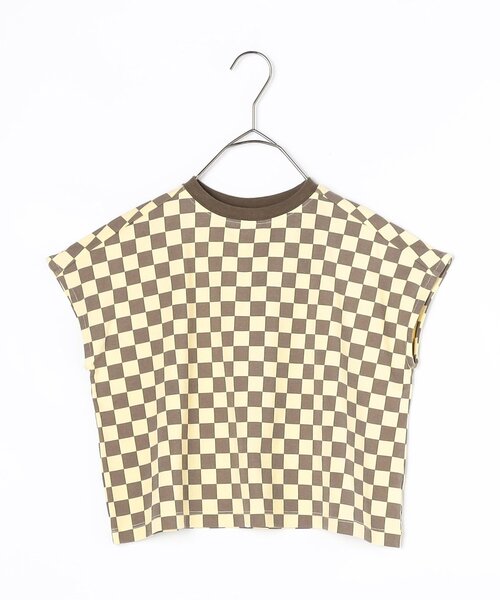 p.premier（ピードットプルミエ）の「【リンク/セットアップ可】総柄ワイドノースリーブストレッチTシャツ（Tシャツ/カットソー・キッズ・チャコール/オレンジ/キャメル/レッド・80/90/100/110/120/130/140）」の12枚目の写真