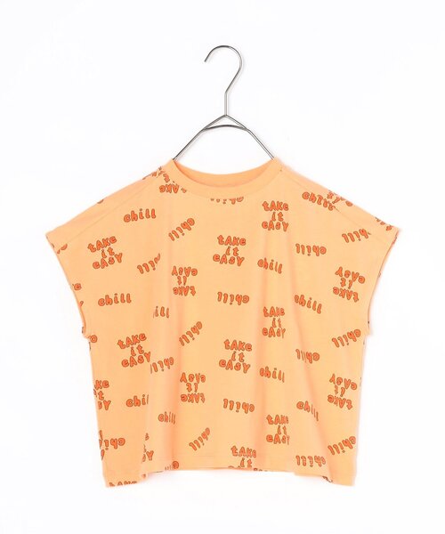 p.premier（ピードットプルミエ）の「【リンク/セットアップ可】総柄ワイドノースリーブストレッチTシャツ（Tシャツ/カットソー・キッズ・チャコール/オレンジ/キャメル/レッド・80/90/100/110/120/130/140）」の11枚目の写真