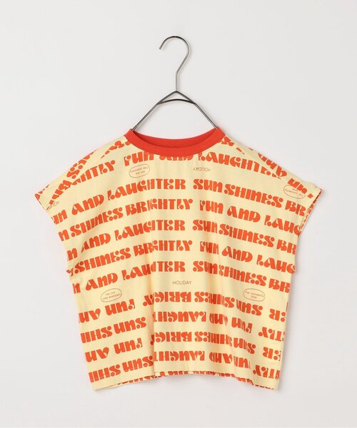 p.premier（ピードットプルミエ）の「【リンク/セットアップ可】総柄ワイドノースリーブストレッチTシャツ（Tシャツ/カットソー・キッズ・チャコール/オレンジ/キャメル/レッド・80/90/100/110/120/130/140）」の10枚目の写真