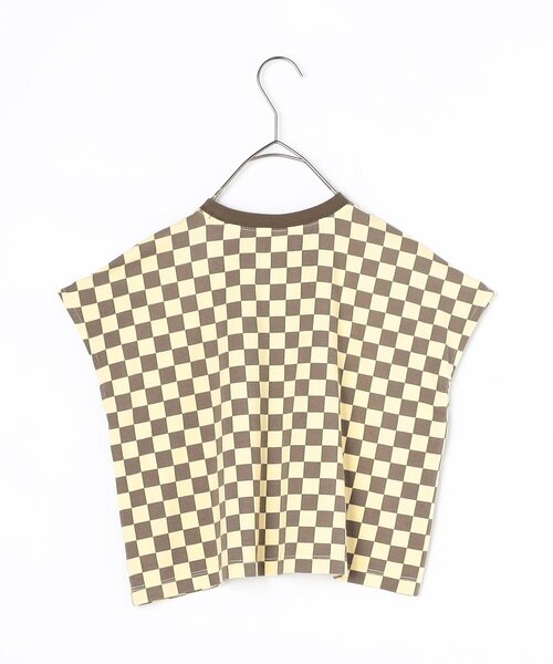 p.premier（ピードットプルミエ）の「【リンク/セットアップ可】総柄ワイドノースリーブストレッチTシャツ（Tシャツ/カットソー・キッズ・チャコール/オレンジ/キャメル/レッド・80/90/100/110/120/130/140）」の8枚目の写真