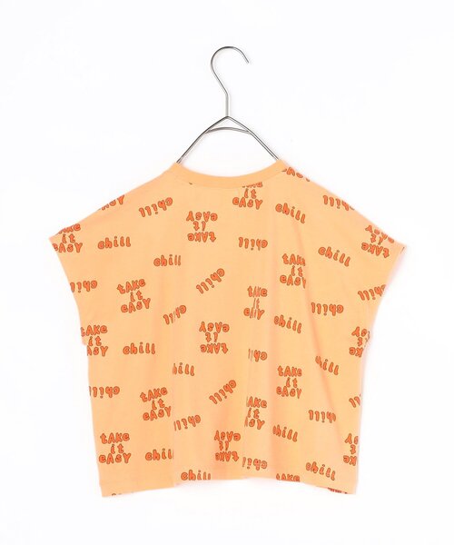 p.premier（ピードットプルミエ）の「【リンク/セットアップ可】総柄ワイドノースリーブストレッチTシャツ（Tシャツ/カットソー・キッズ・チャコール/オレンジ/キャメル/レッド・80/90/100/110/120/130/140）」の7枚目の写真