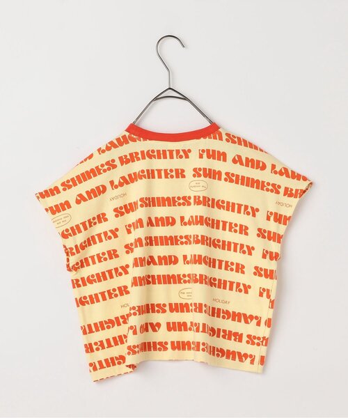 p.premier（ピードットプルミエ）の「【リンク/セットアップ可】総柄ワイドノースリーブストレッチTシャツ（Tシャツ/カットソー・キッズ・チャコール/オレンジ/キャメル/レッド・80/90/100/110/120/130/140）」の6枚目の写真