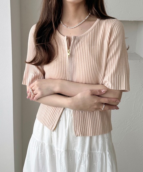 apres jour clair（アプレジュールクレア）の「【apres jour clair】Wジップカーディガン（カーディガン/ボレロ・レディース・アイボリー/ピンク/ベージュ・X-LARGE/フリー）」の19枚目の写真