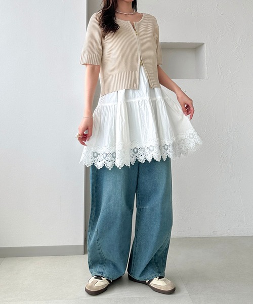 apres jour clair（アプレジュールクレア）の「【apres jour clair】Wジップカーディガン（カーディガン/ボレロ・レディース・アイボリー/ピンク/ベージュ・X-LARGE/フリー）」の8枚目の写真