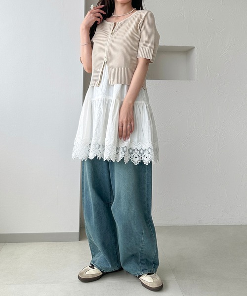 apres jour clair（アプレジュールクレア）の「【apres jour clair】Wジップカーディガン（カーディガン/ボレロ・レディース・アイボリー/ピンク/ベージュ・X-LARGE/フリー）」の9枚目の写真