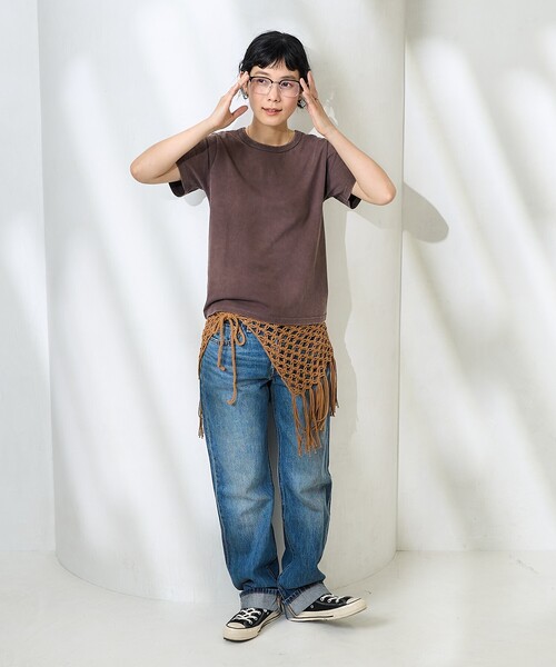 FREAK'S STORE（フリークスストア）の「ケミカル加工Tシャツ（Tシャツ/カットソー・レディース・ブラウン/ブルー/ブラック・ﾌﾘ-）」の4枚目の写真