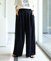 ナイルサテンプリーツ見えワイドパンツ