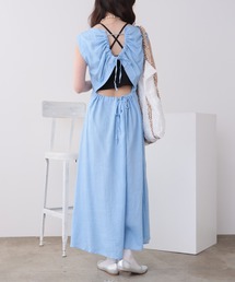 バックオープンリボンワンピース 秋物 秋服 2026年秋冬