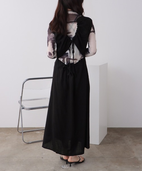 ROOPTOKYO(ループトウキョウ)の「バックオープンリボンワンピース 秋物 秋服 2026年秋冬(ワンピース・レディース・ブルー/ホワイト/ブラック・FREE)」の3枚目の写真