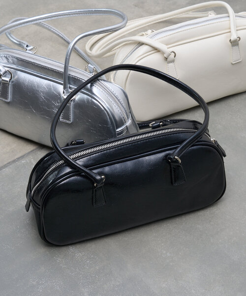 ボストンバッグ KANAEshop 新入荷 ホワイト レザー ボストンバッグ 2Way ショルダー バッグ