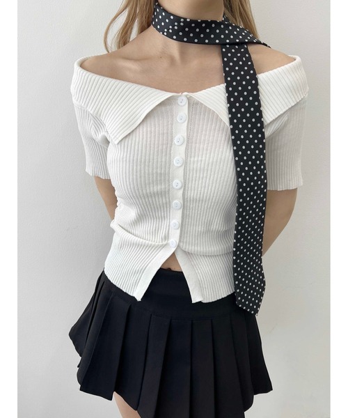 PHILLY（フィリー）の「【PHILLY】ボタンオフショルトップス（Tシャツ/カットソー・レディース・ブラック/ホワイト/チャコールグレー・FREE）」の6枚目の写真