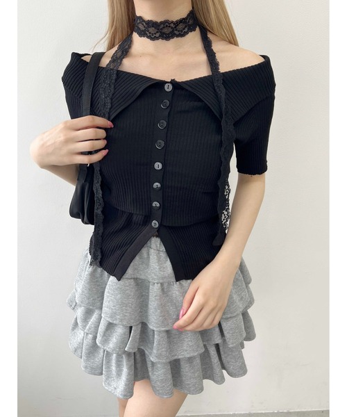 PHILLY（フィリー）の「【PHILLY】ボタンオフショルトップス（Tシャツ/カットソー・レディース・ブラック/ホワイト/チャコールグレー・FREE）」の8枚目の写真