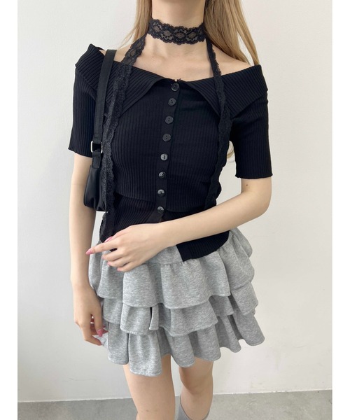 PHILLY（フィリー）の「【PHILLY】ボタンオフショルトップス（Tシャツ/カットソー・レディース・ブラック/ホワイト/チャコールグレー・FREE）」の9枚目の写真