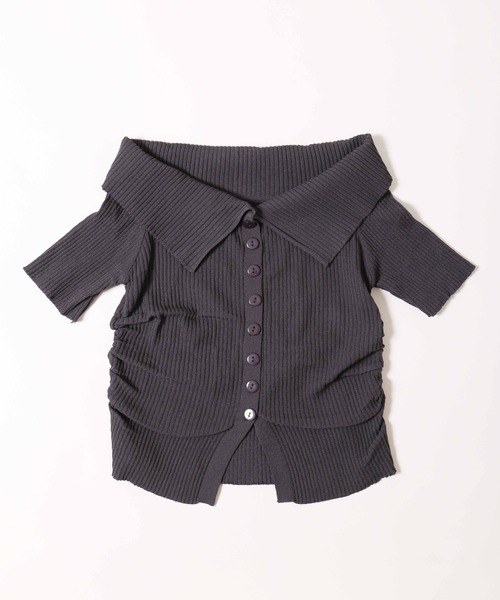 PHILLY（フィリー）の「【PHILLY】ボタンオフショルトップス（Tシャツ/カットソー・レディース・ブラック/ホワイト/チャコールグレー・FREE）」の17枚目の写真