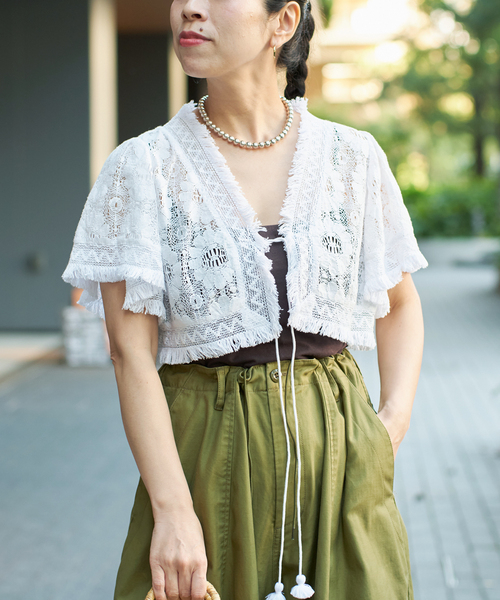 ブラウス シャツ IENA LA BOUCLE コットンレースショートボレロ レディース セール】IENA LA BOUCLE コットンレースショートボレロ（シャツ