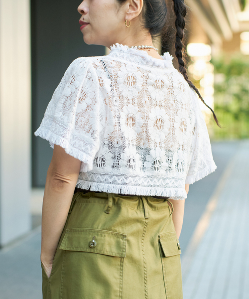 ブラウス シャツ IENA LA BOUCLE コットンレースショートボレロ レディース セール】IENA LA BOUCLE コットンレースショートボレロ（シャツ