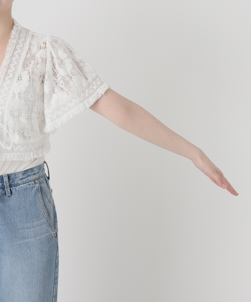 ブラウス シャツ IENA LA BOUCLE コットンレースショートボレロ レディース セール】IENA LA BOUCLE コットンレースショートボレロ（シャツ