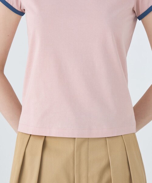 tシャツ コットンジャージー トリムTシャツ レディース MACPHEE tシャツ 「WEB限定」コットンジャージー トリムTシャツ