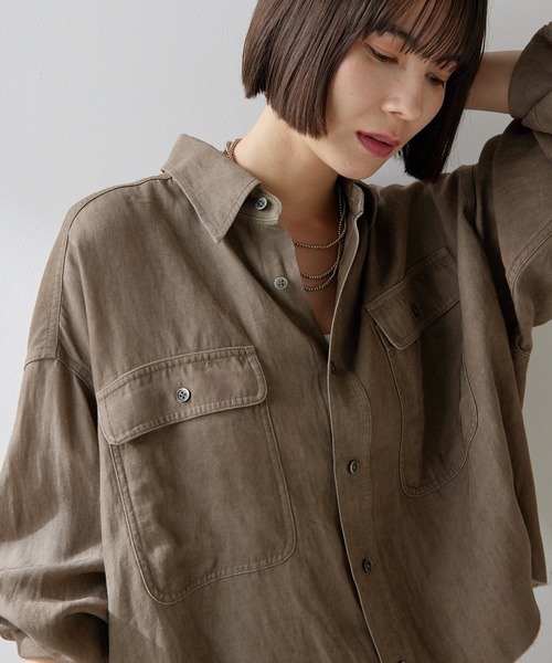 Whim Gazette ツイル顔料染めスクエアシャツ値下げ中 Whim Gazette｜ツイル顔料染めスクエアシャツ | Rakuten Fashion(楽天