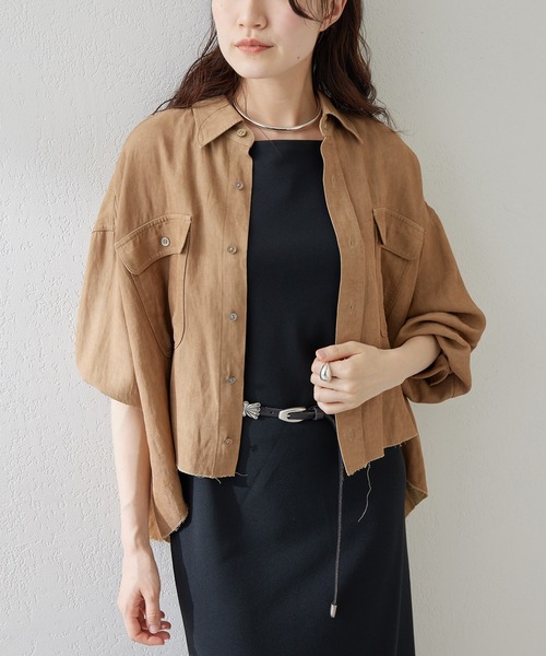 セール】ツイル顔料染めスクエアシャツ（シャツ/ブラウス）｜Whim