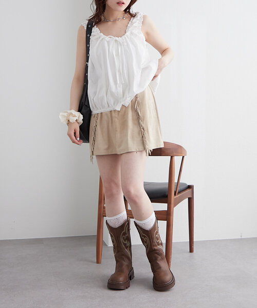 w closet(ダブルクローゼット)の「レースシュシュ(その他ヘアアクセサリー・レディース・アイボリー/レッド・FREE)」の8枚目の写真