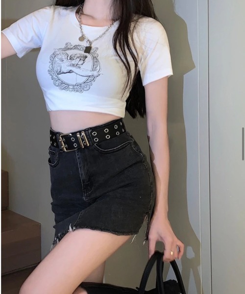 ViViDAY(ビビデー)の「天使プリント半袖ショート丈tシャツ(Tシャツ/カットソー・レディース・ホワイト・M)」の5枚目の写真