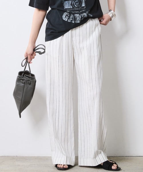 CHIC STYLE(シックスタイル)の「ストライプリラックスパンツ(ペチパンツ付)<大きいサイズ有>シックスタイル(その他パンツ・レディース・ホワイト系/ネイビー系・M/L/LL/3L/4L/5L)」の4枚目の写真