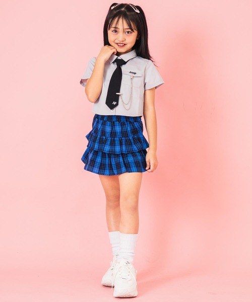 ANAP kids(アナップキッズ)の「ティアード チェック スカート【ジュニアお揃い】(スカート・キッズ・ブルー/レッド・120cm/110cm/130cm)」の10枚目の写真