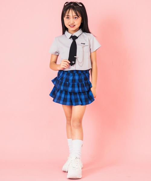 ANAP kids(アナップキッズ)の「ティアード チェック スカート【ジュニアお揃い】(スカート・キッズ・ブルー/レッド・120cm/110cm/130cm)」の11枚目の写真