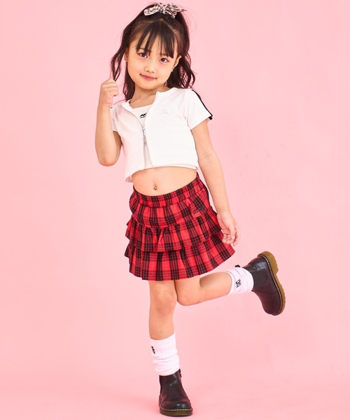ANAP kids(アナップキッズ)の「ティアード チェック スカート【ジュニアお揃い】(スカート・キッズ・ブルー/レッド・120cm/110cm/130cm)」の3枚目の写真