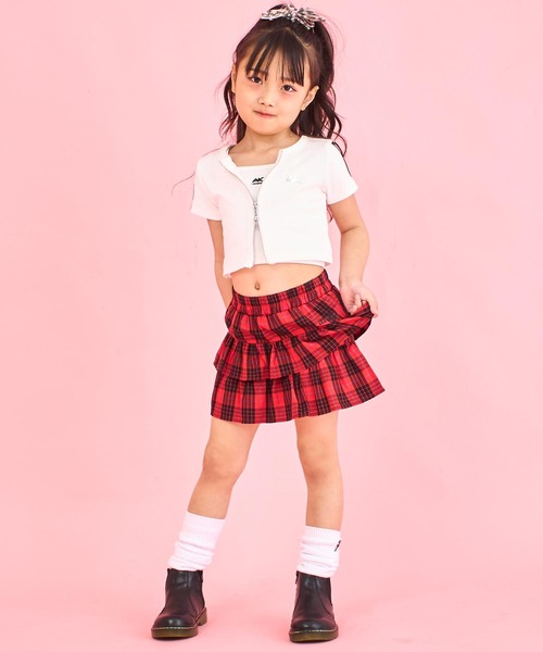 ANAP kids(アナップキッズ)の「ティアード チェック スカート【ジュニアお揃い】(スカート・キッズ・ブルー/レッド・120cm/110cm/130cm)」の4枚目の写真