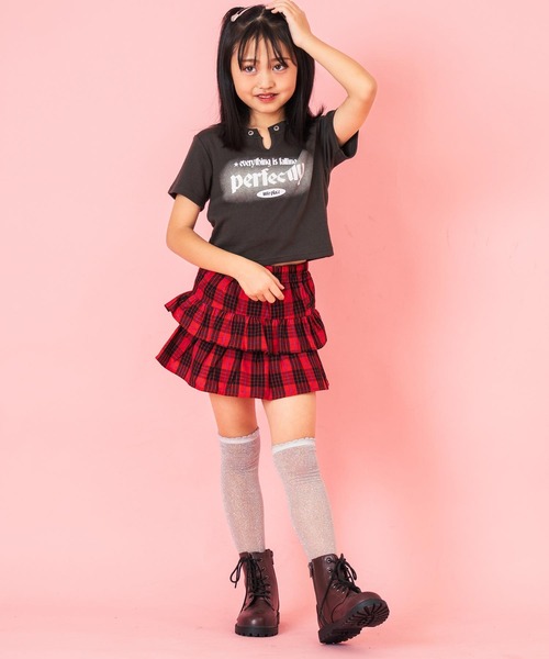 ANAP kids(アナップキッズ)の「ティアード チェック スカート【ジュニアお揃い】(スカート・キッズ・ブルー/レッド・120cm/110cm/130cm)」の6枚目の写真