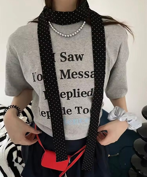 ammy.（エイミードット）の「【 ammy. / エイミードット 】 ドット スリム タイ / ベルト スカーフ（バンダナ/スカーフ・レディース・ブラック/ホワイト・FREE）」の2枚目の写真