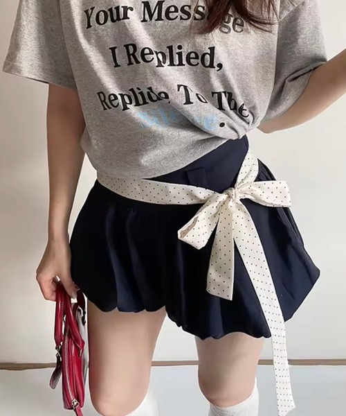 ammy.（エイミードット）の「【 ammy. / エイミードット 】 ドット スリム タイ / ベルト スカーフ（バンダナ/スカーフ・レディース・ブラック/ホワイト・FREE）」の3枚目の写真