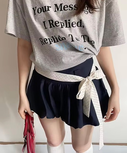 ammy.（エイミードット）の「【 ammy. / エイミードット 】 ドット スリム タイ / ベルト スカーフ（バンダナ/スカーフ・レディース・ブラック/ホワイト・FREE）」の4枚目の写真