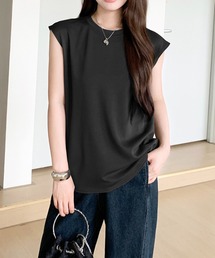 ニュアンスネックフレンチスリーブTシャツ