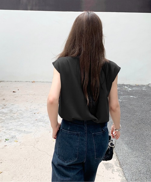 ニュアンスネックフレンチスリーブTシャツ（Tシャツ/カットソー）｜by