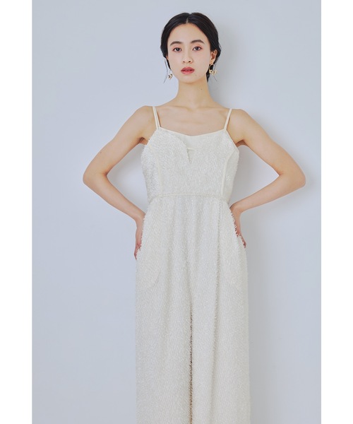 niana(ニアナ)の「シャギーオールインワンドレス パンツドレス ワイドパンツ 結婚式 二次会 同窓会 成人式 お呼ばれ パーティードレス オケージョンドレス リゾート デイリー(パンツドレス・レディース・ブラック/アイボリー・S/M/L)」の4枚目の写真