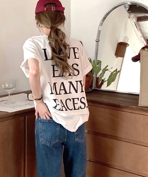 SHEENA(シーナ)の「バックメッセージロゴオーバーサイズTシャツ(Tシャツ/カットソー・レディース・ホワイト/ブラック/グレー・M)」の4枚目の写真