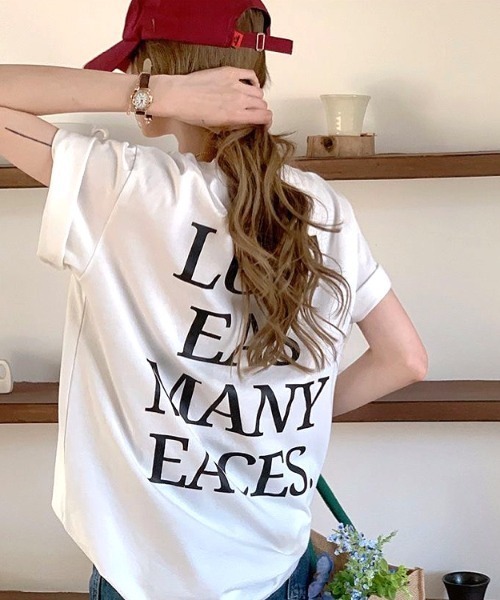 SHEENA(シーナ)の「バックメッセージロゴオーバーサイズTシャツ(Tシャツ/カットソー・レディース・ホワイト/ブラック/グレー・M)」の6枚目の写真