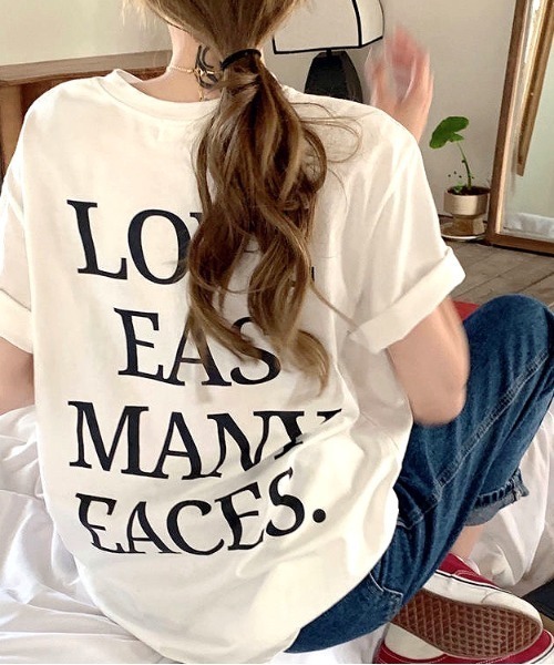 SHEENA(シーナ)の「バックメッセージロゴオーバーサイズTシャツ(Tシャツ/カットソー・レディース・ホワイト/ブラック/グレー・M)」の11枚目の写真